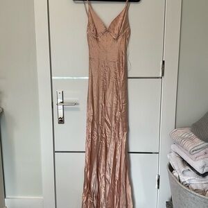 Mango Dusty Rose Satin Slip Dress